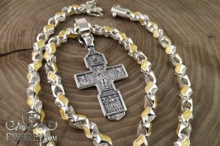 Gold-plated silver chain with a cross, фото