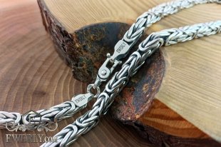Silver chain "Byzantine" with clasp "Crab", фото