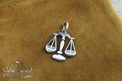 Pendant of silver "Libra" with blackening, фото