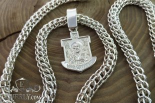 Silver chain "Cardinal" with icon-pendant, фото