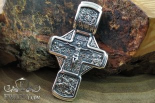 Cross with Christ's crucifix of silver, фото
