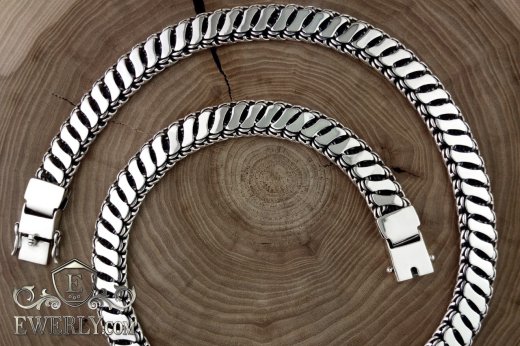 Silver chain "Double Bismarck with overlays", фото