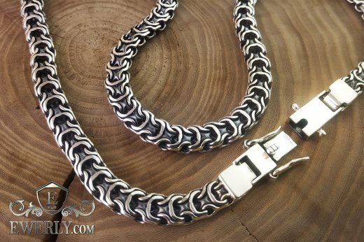 Thick chain "Ramses" of sterling silver for men, фото