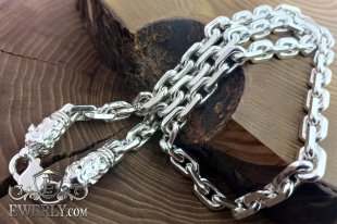 Thick silver chain - weaving "Anchor", фото