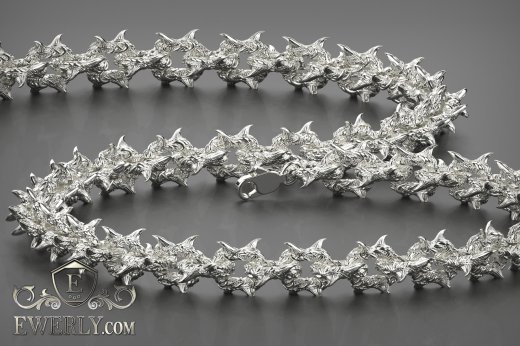Unusual author's chain of silver, фото