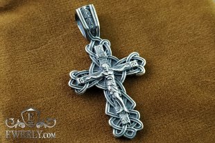 Cross of silver with crucifix, фото