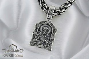 Saint Nicholas the Wonderworker. Pendant with blackening., фото