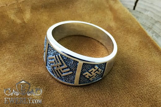Silver ring with the sign "Heavenly Boar", фото