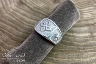 Rhodium silver ring for men, фото