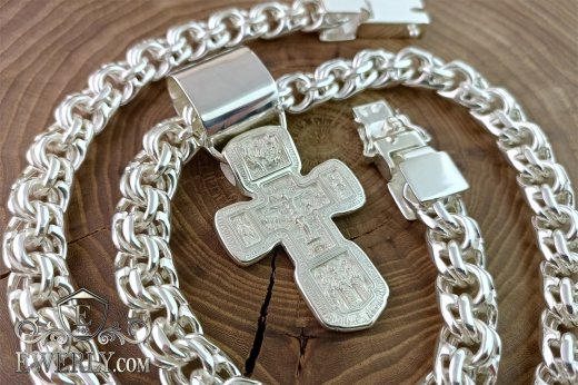 Chain Bismarck 200 grams with cross for men, фото
