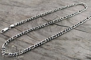 Chain "Figaro" of silver with blacking, фото