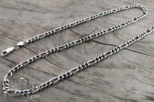 Chain "Figaro" of silver with blacking, фото