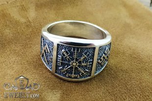Author's silver ring with the symbol "Vegvisir", фото