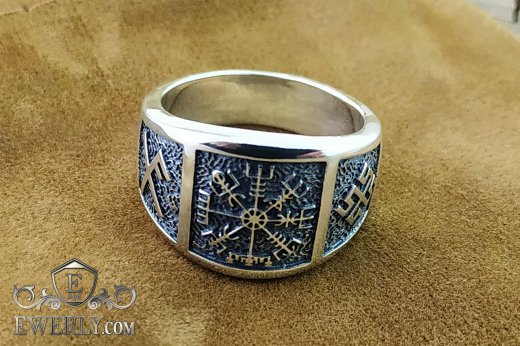 Author's silver ring with the symbol "Vegvisir", фото