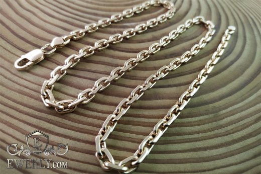 Silver anchor chain with gilding, фото