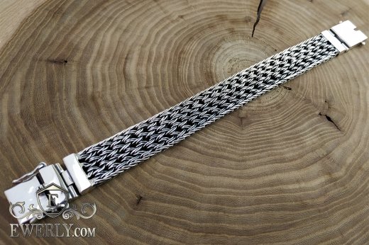 Silver bracelet - Double Thai weaving, фото