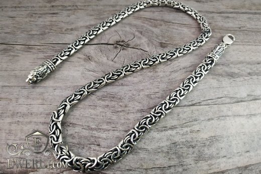 Silver chain "Fox tail" with blackening, фото