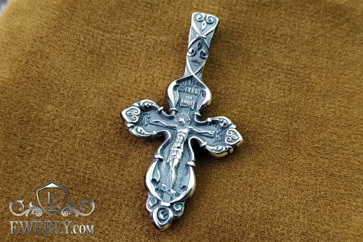 Cross of sterling silver with crucifix, фото