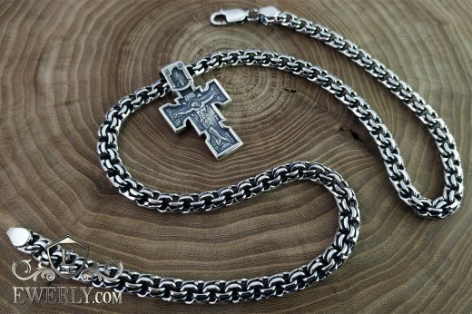 silver chain "Bismarck" with cross, фото