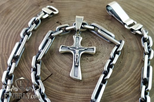 Cross with chain of silver, фото