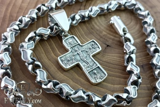 Author's chain with a cross of silver, фото
