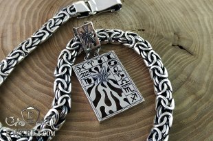 Fox tail - silver chain with pendant, фото