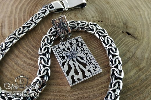 Fox tail - silver chain with pendant, фото