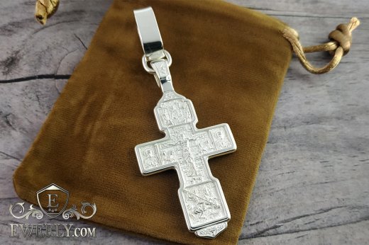 Men's cross of silver with add. eyelet, фото