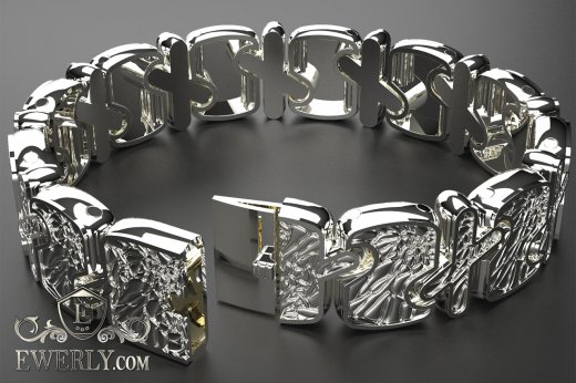 Author's wide bracelet of sterling silver 16, фото