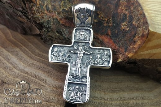 Big silver cross for men, фото