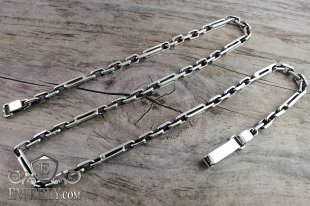 Men's chain "Elongated anchor" of sterling silver, фото