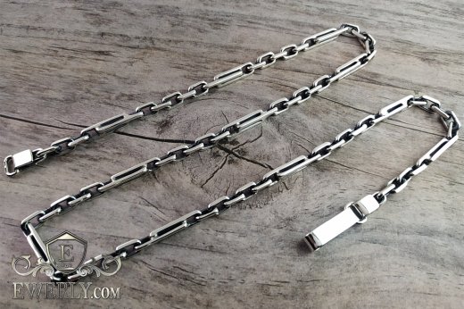 Men's chain "Elongated anchor" of sterling silver, фото