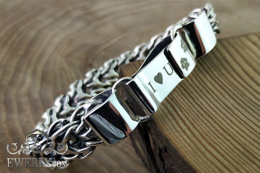 Engraved silver Bracelet "Alligator", фото