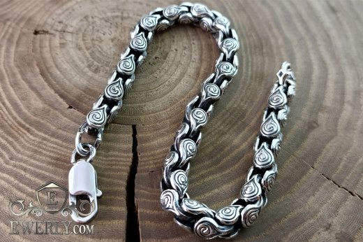 Author's bracelet of silver 3 with blackening, фото