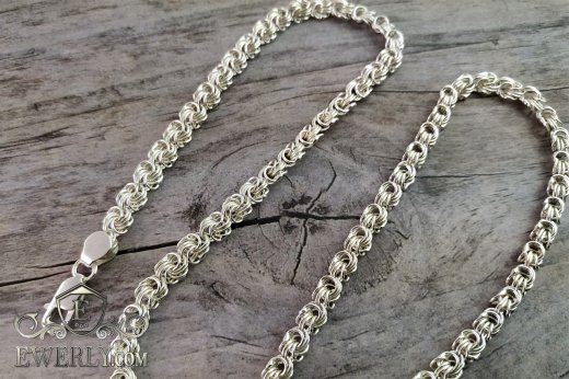 Chain "Rose" - weaving chain of sterling silver, фото