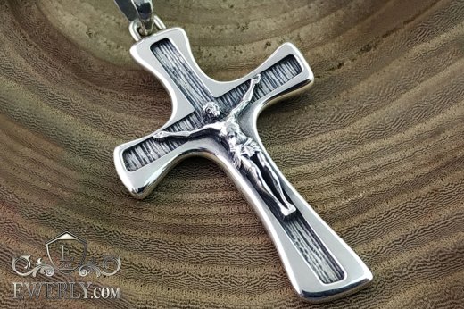 Orthodox cross made of silver with blackening, фото