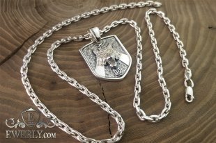 Anchor chain with pendant "Wolf" of silver, фото