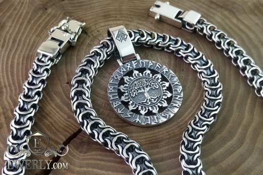 Silver chain with pendant "Tree of life", фото