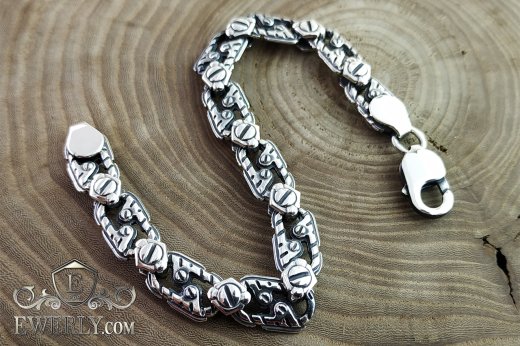 Author's bracelet of silver with blackening, фото