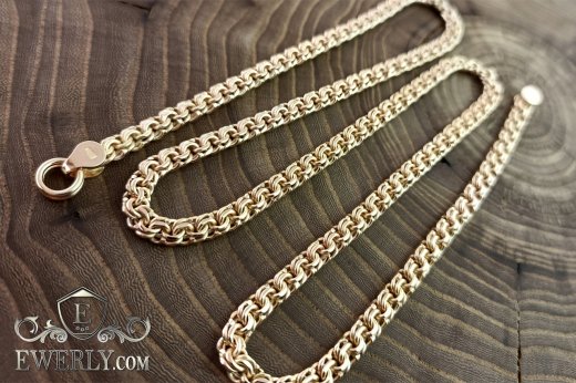 Gold chain - weaving "Bismarck", фото