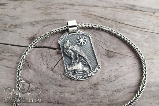 Silver chain with pendant "Raven", фото