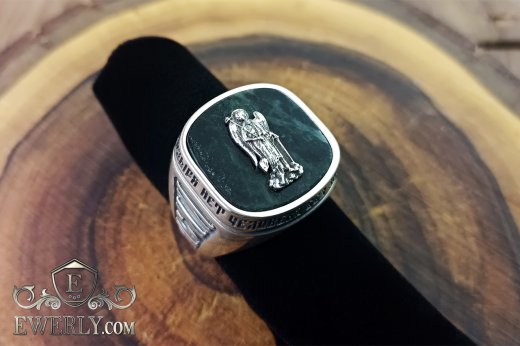 Ring with Guardian Angel. Jasper stone, фото