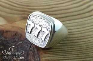Silver signet ring "Three sevens", фото