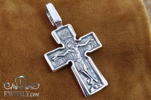 Silver cross with blackening, фото