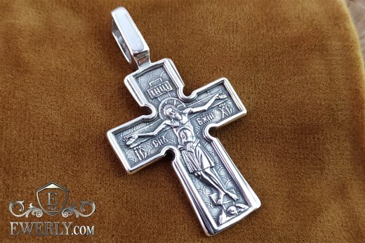 Silver cross with blackening, фото